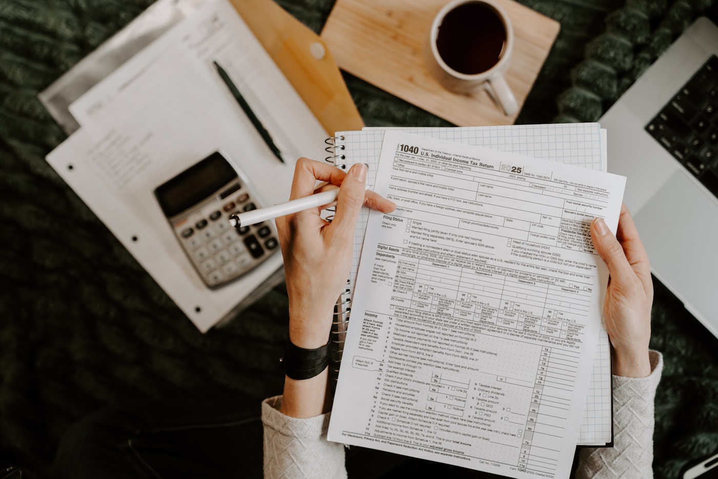Tax and financial documents under professional review