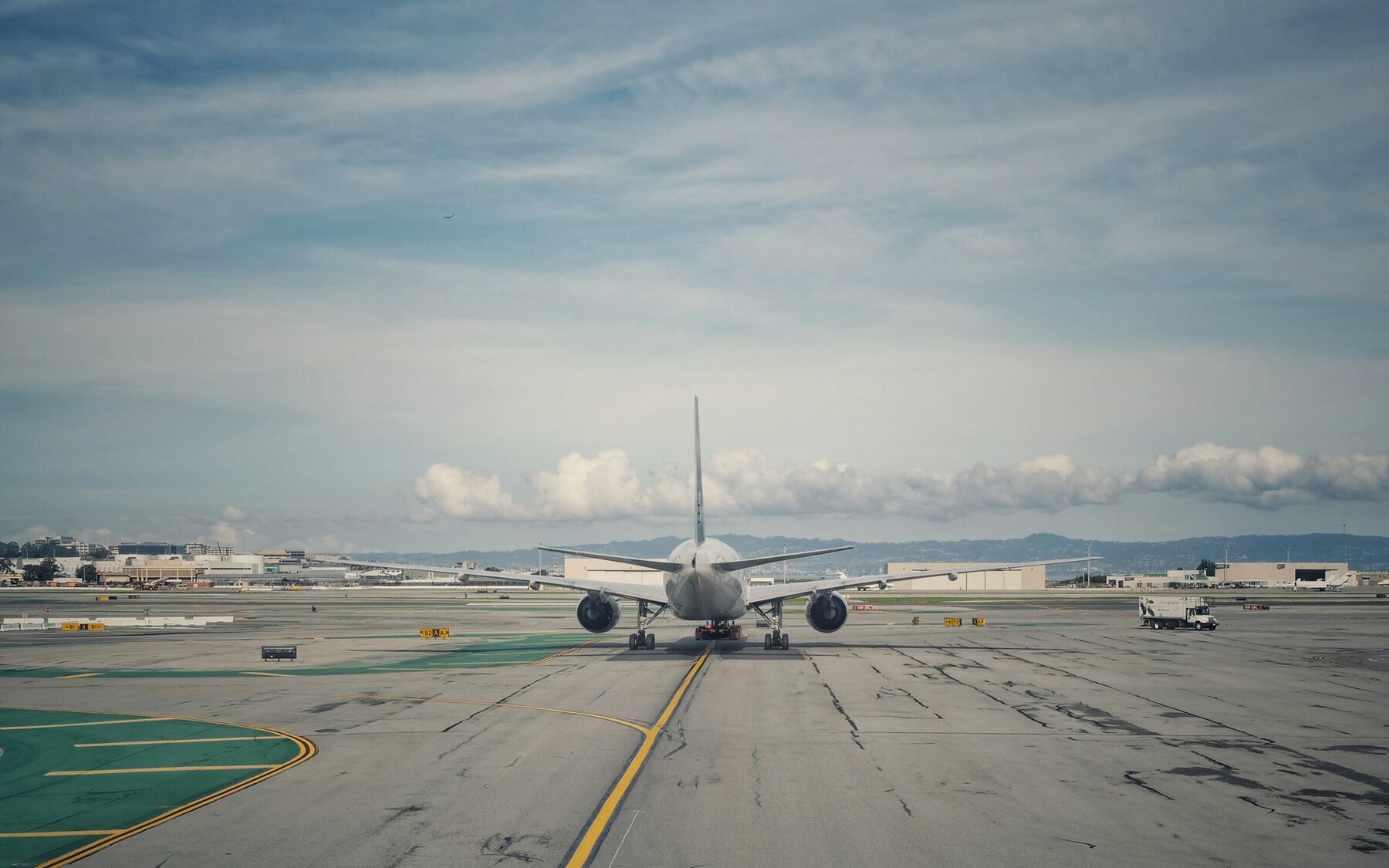 Commercial aircraft on an airport apron