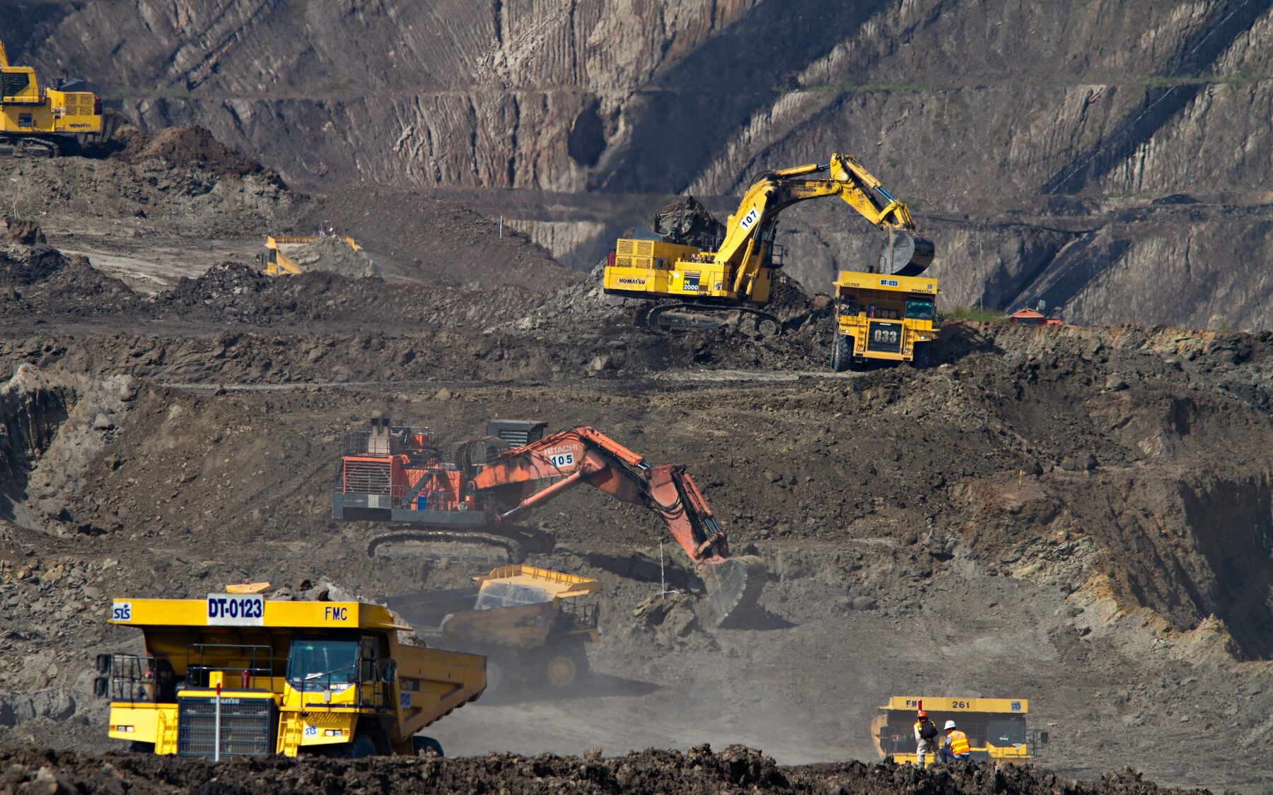 Excavators operating at an Indonesian mining site